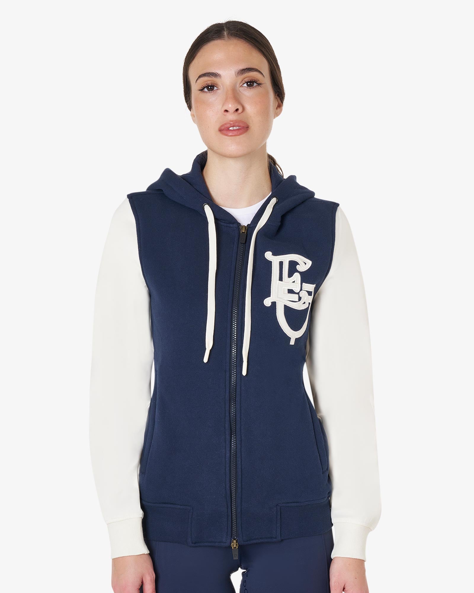 women's eq two tone hoodie with front zip