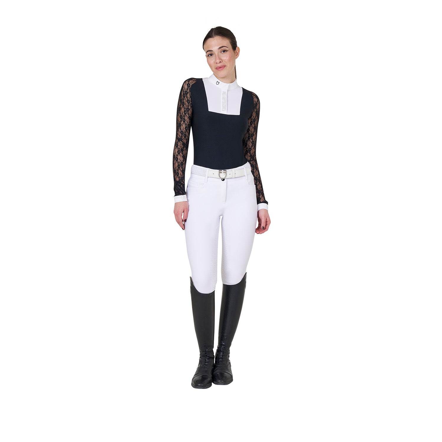 women's lace long-sleeved competition polo shirt