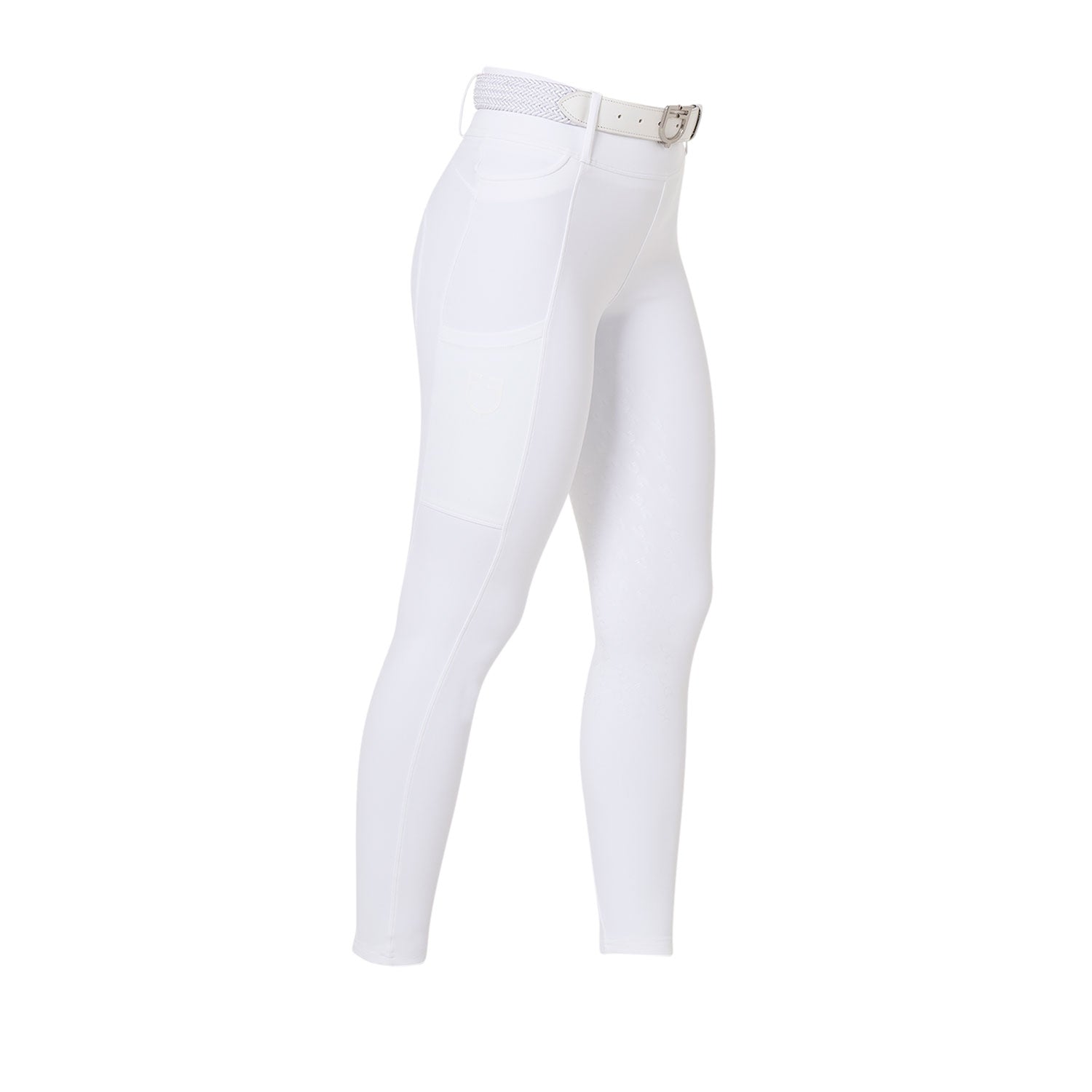 Women's high-waisted leggings with belt loops WHITE / XL