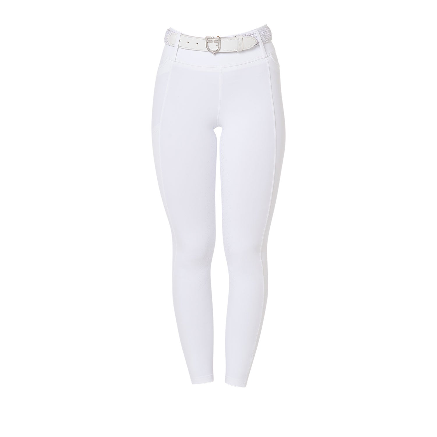 Women's high-waisted leggings with belt loops WHITE / XL