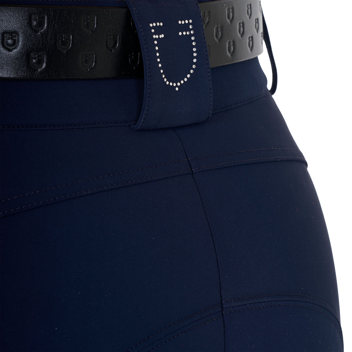 Women's high-waisted breeches with rhinestone logo