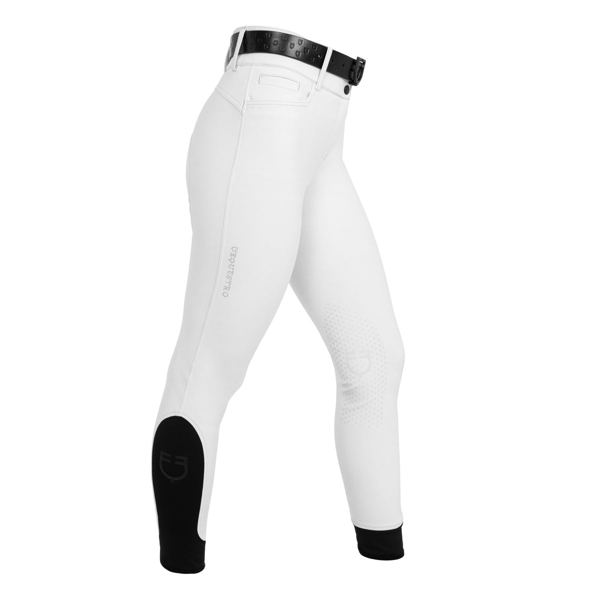 Women's high-waisted breeches with rhinestone logo