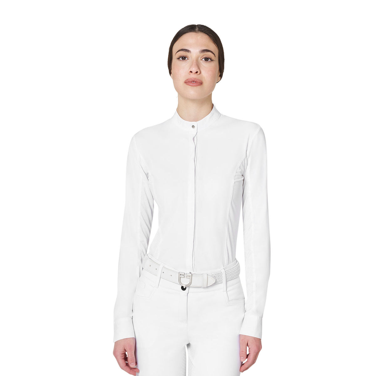 Women’s competition polo with shirt collar and mesh inserts