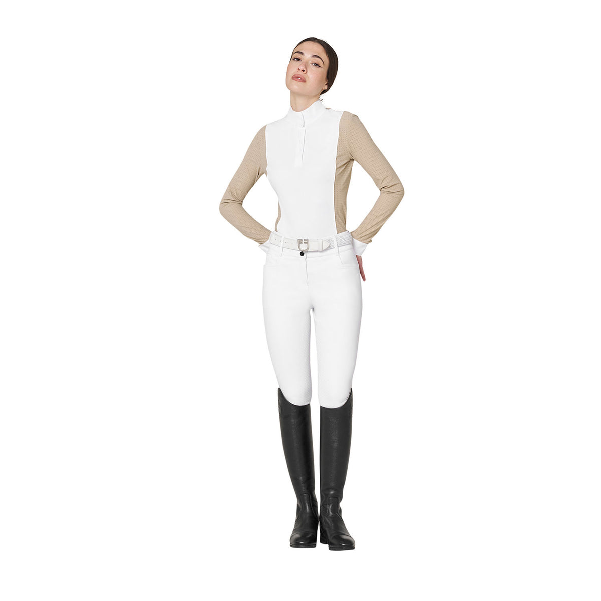 Women’s perforated long-sleeved competition polo shirt