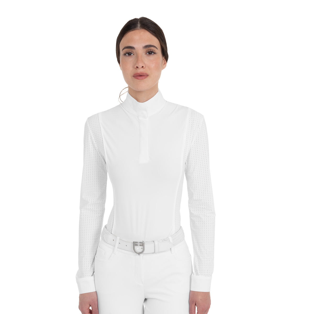 Women’s perforated long-sleeved competition polo shirt