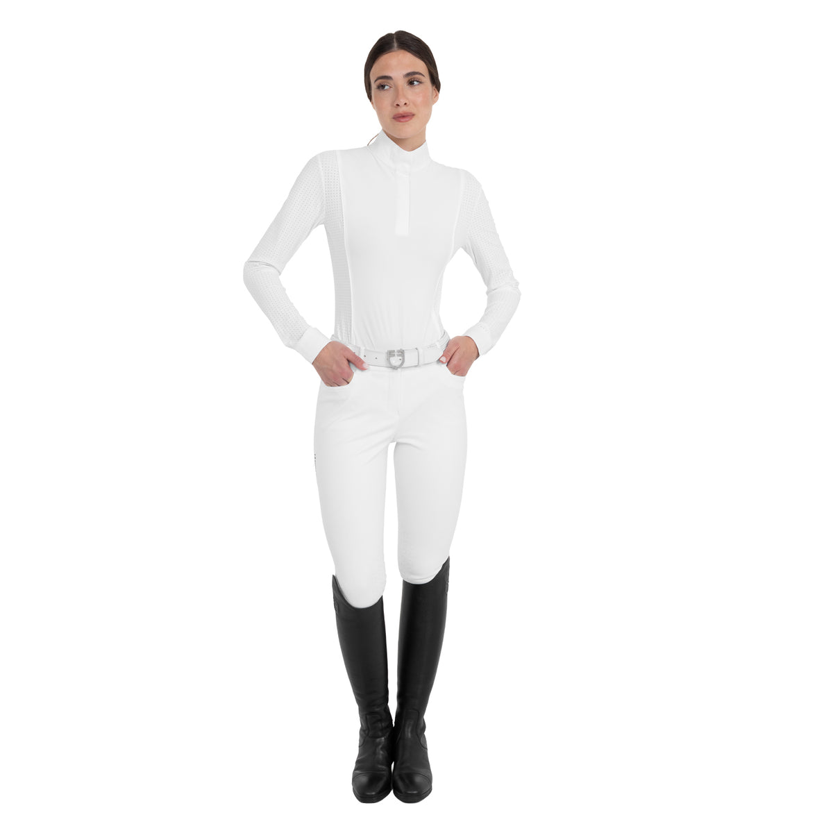 Women’s perforated long-sleeved competition polo shirt