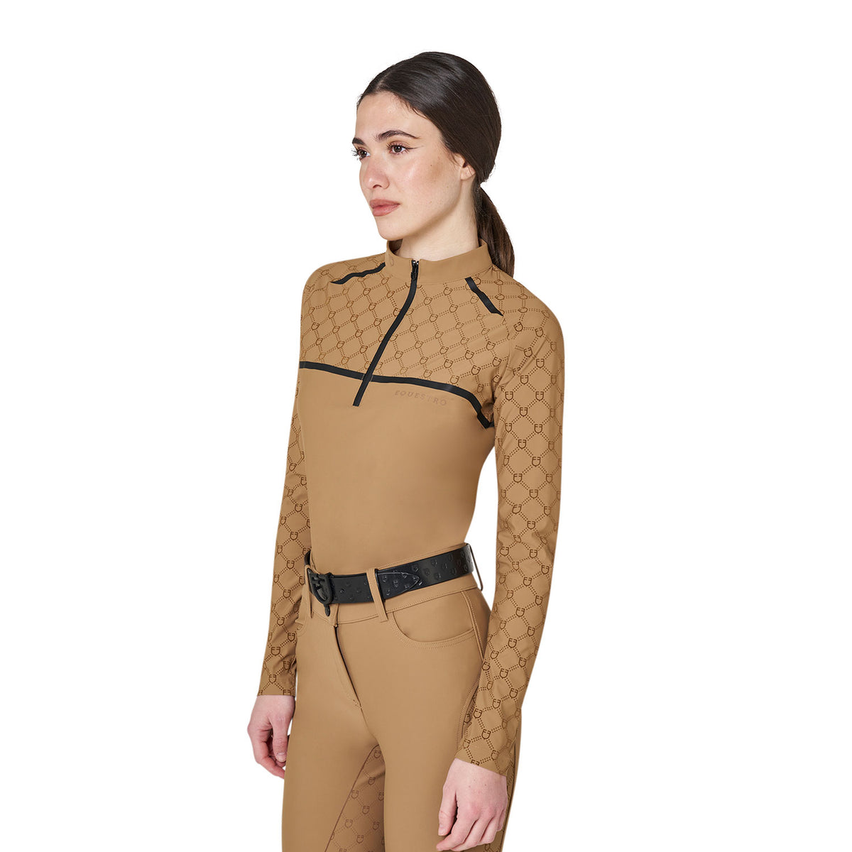 Women’s long-sleeved monogram print training polo shirt