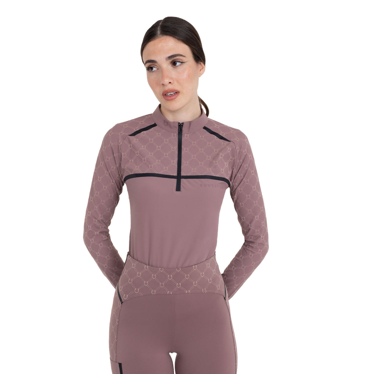 Women’s long-sleeved monogram print training polo shirt
