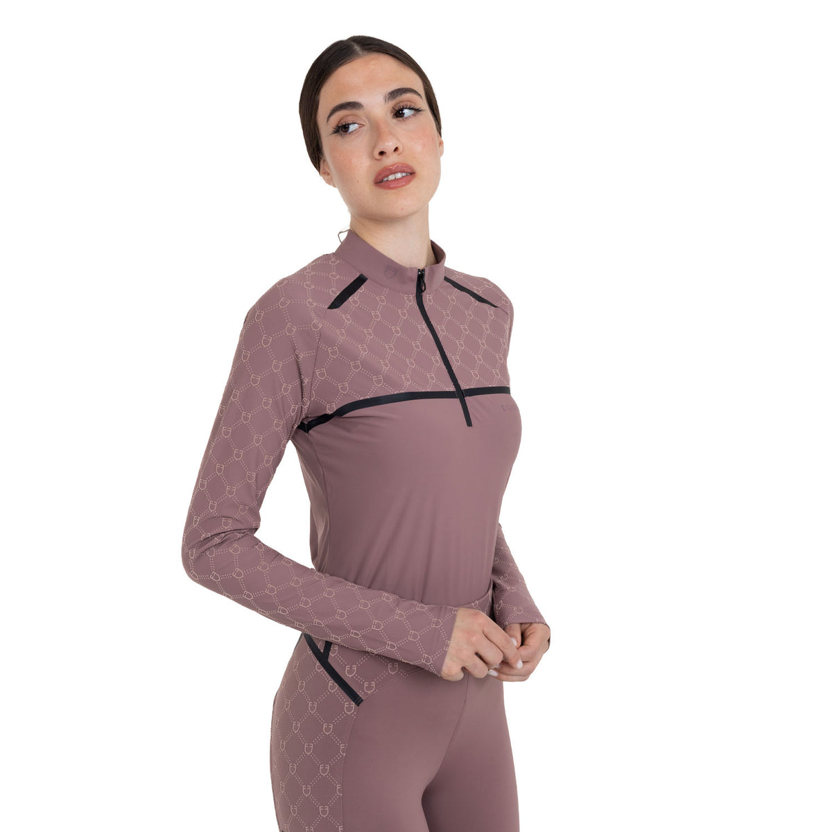 Women’s long-sleeved monogram print training polo shirt