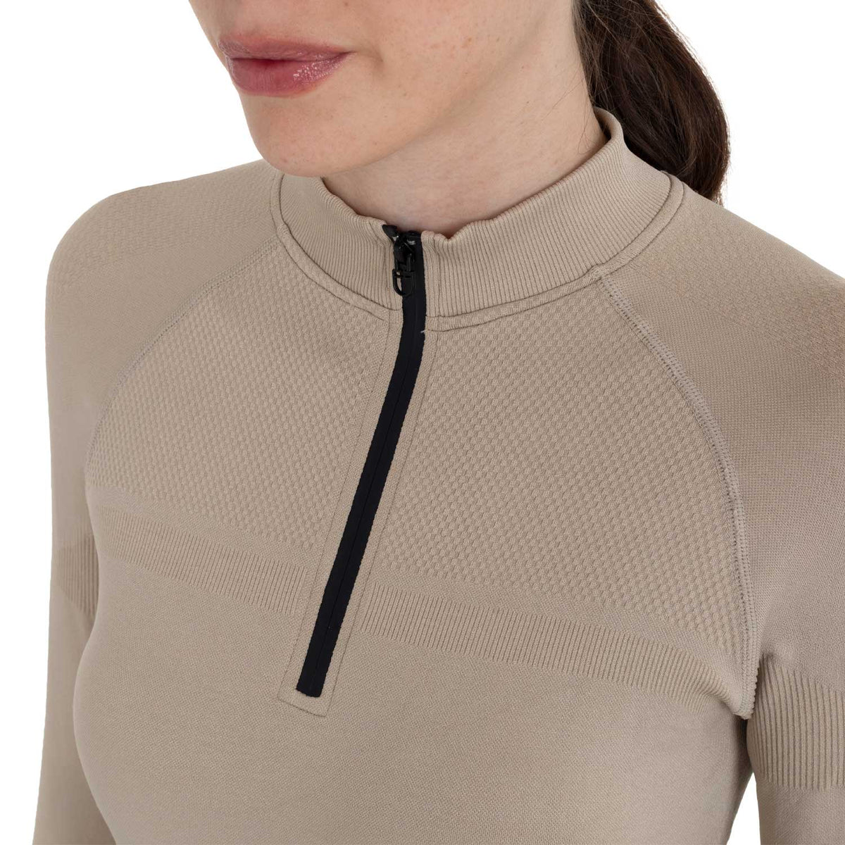 Women's training polo shirt in technical knit with zipper