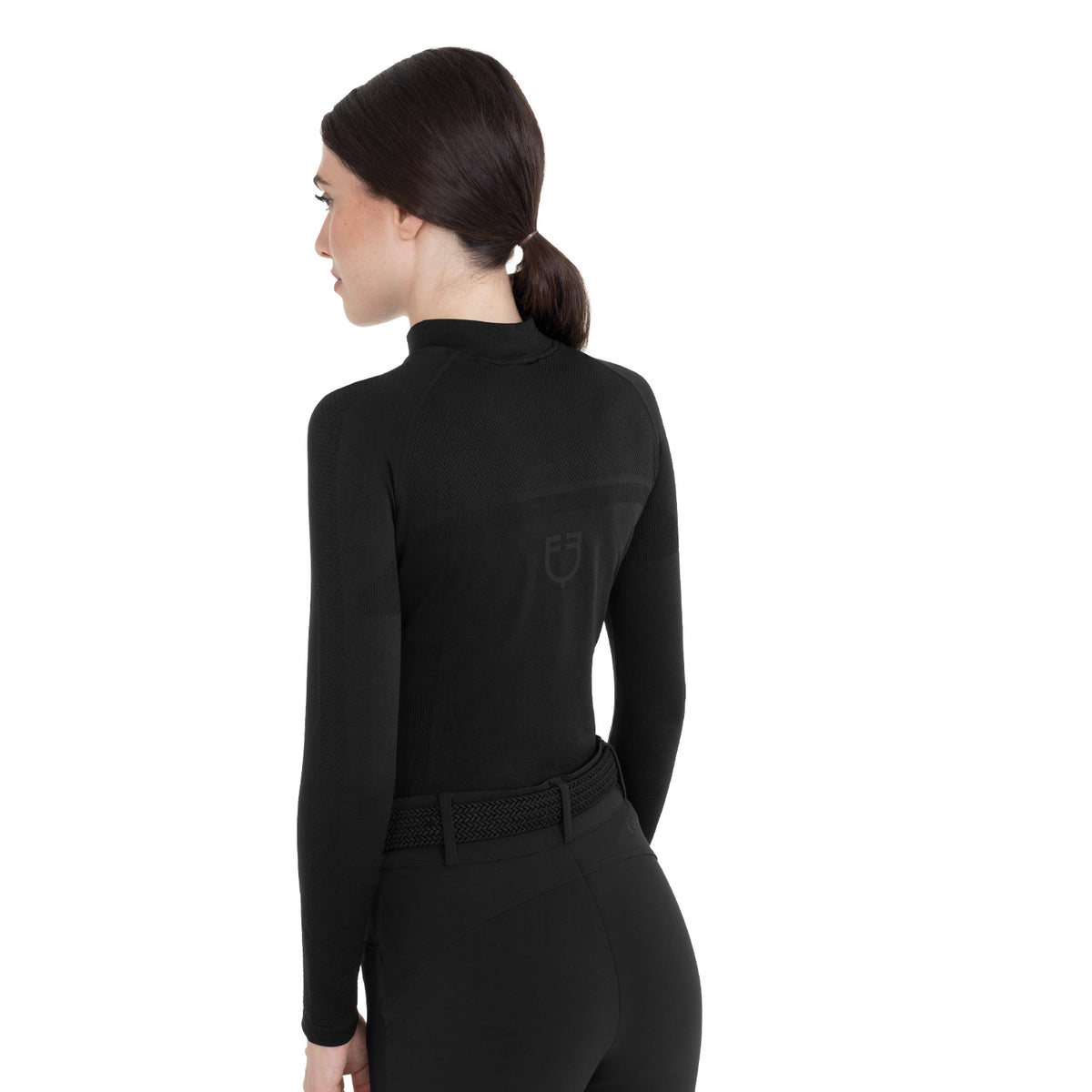 Women's training polo shirt in technical knit with zipper