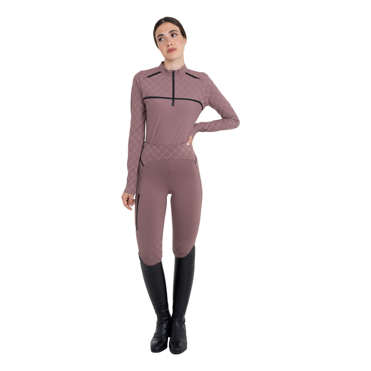 Women's high-waisted leggings in technical monogram fabric