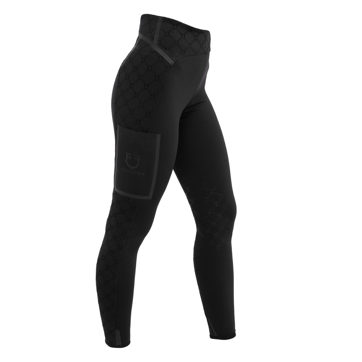 Women's high-waisted leggings in technical monogram fabric