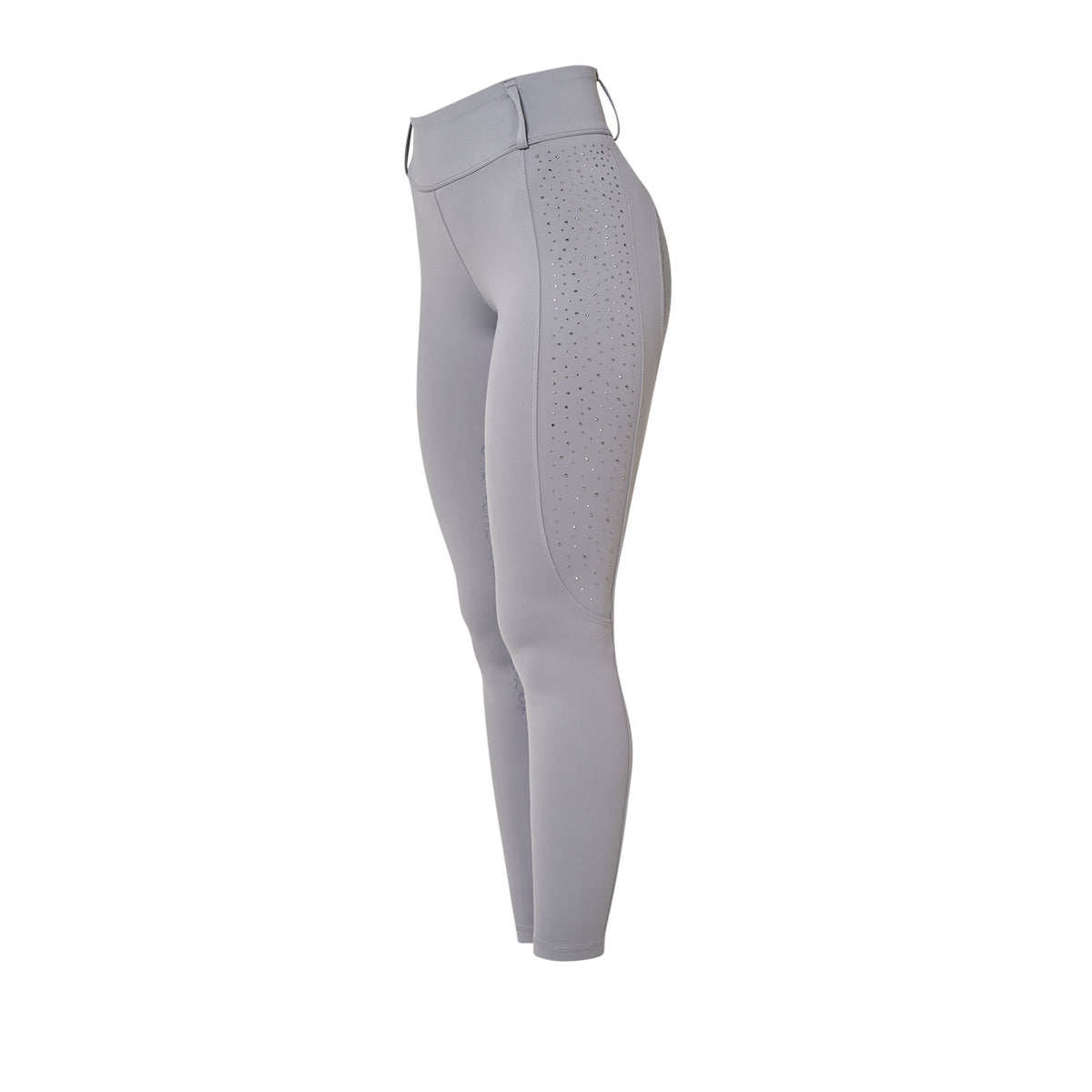 Women's high-waisted leggings with belt loops and rhinestones