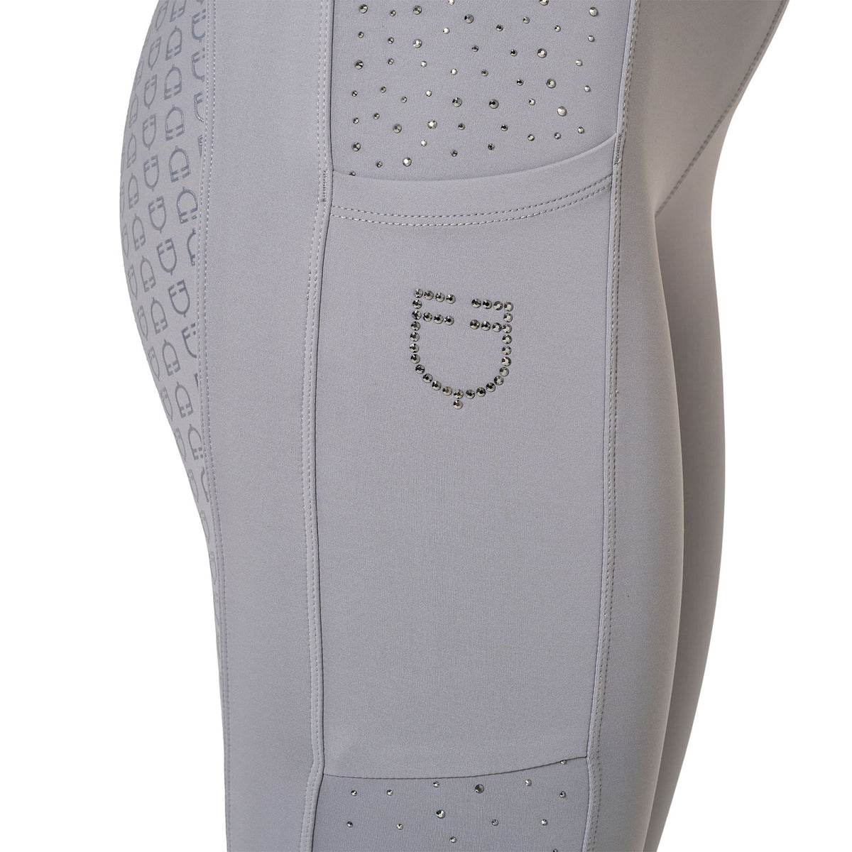 Women's high-waisted leggings with belt loops and rhinestones