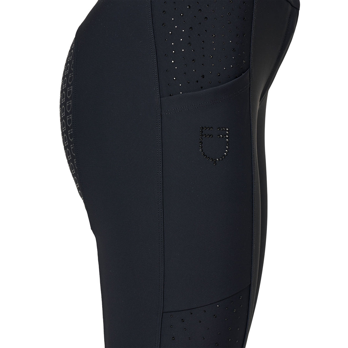 Women's high-waisted full grip breeches with rhinestones