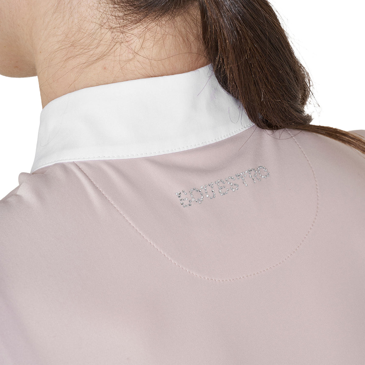 Women's long-sleeved competition polo shirt with rhinestones