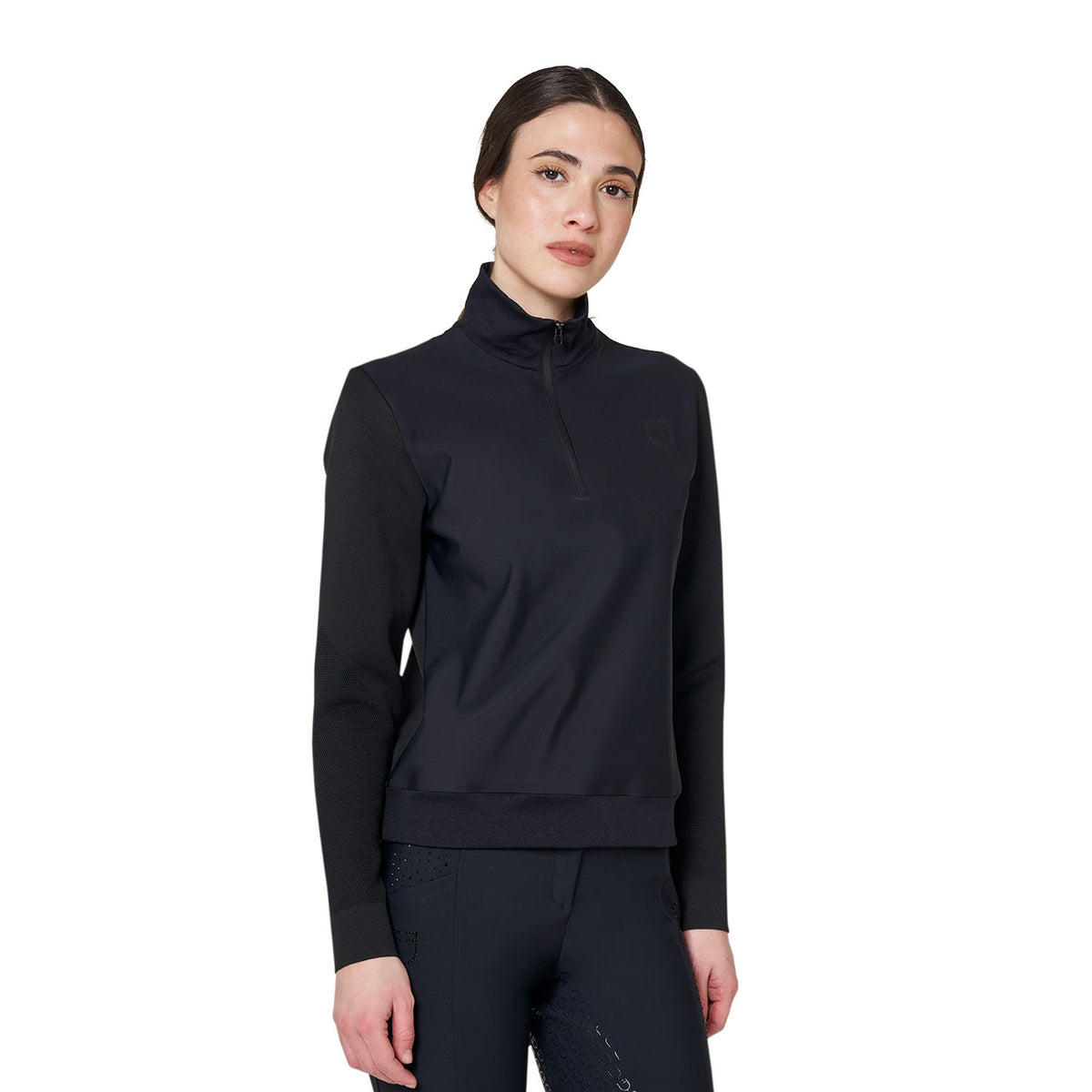 Women's technical high collar sweatshirt with 3/4 zip
