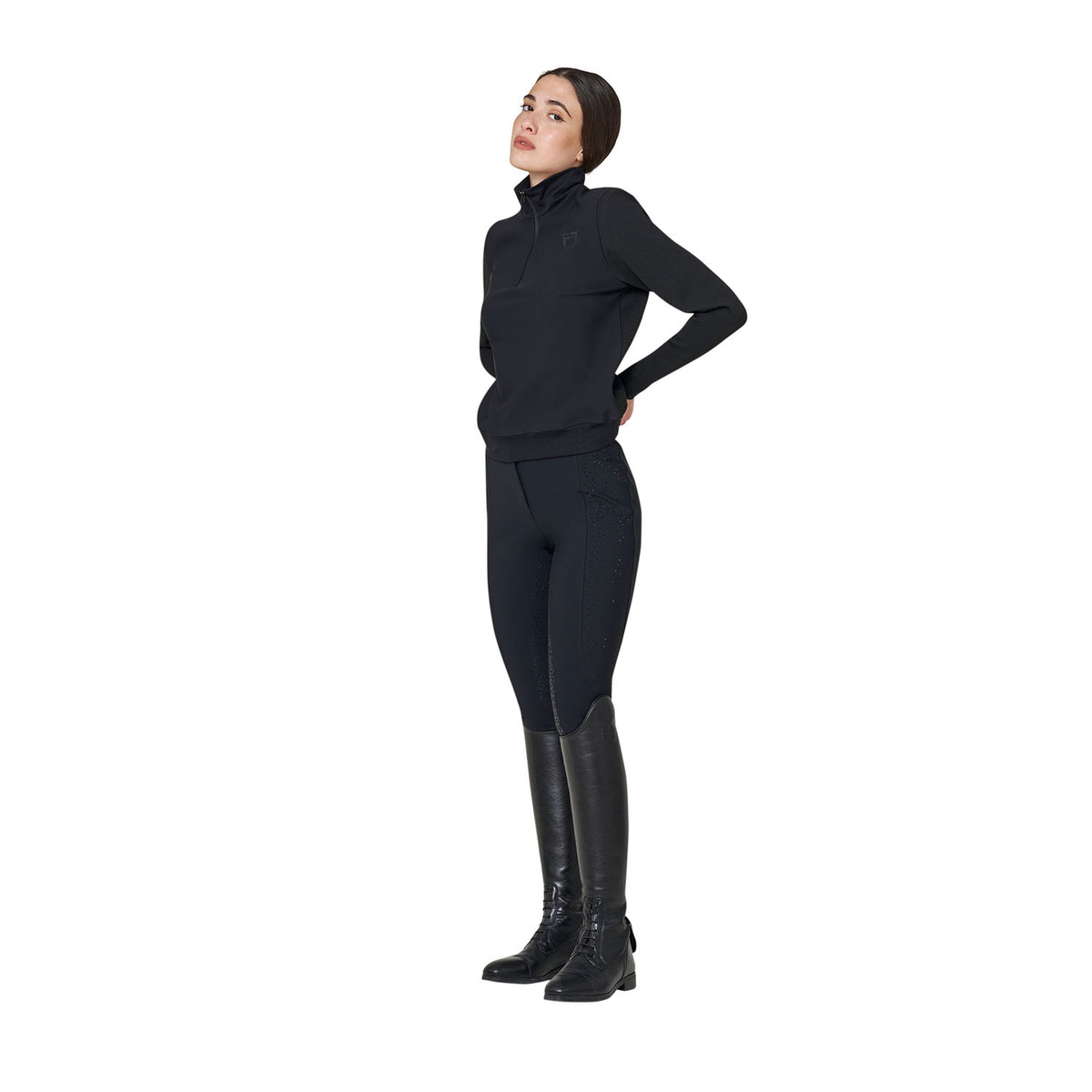 Women's technical high collar sweatshirt with 3/4 zip