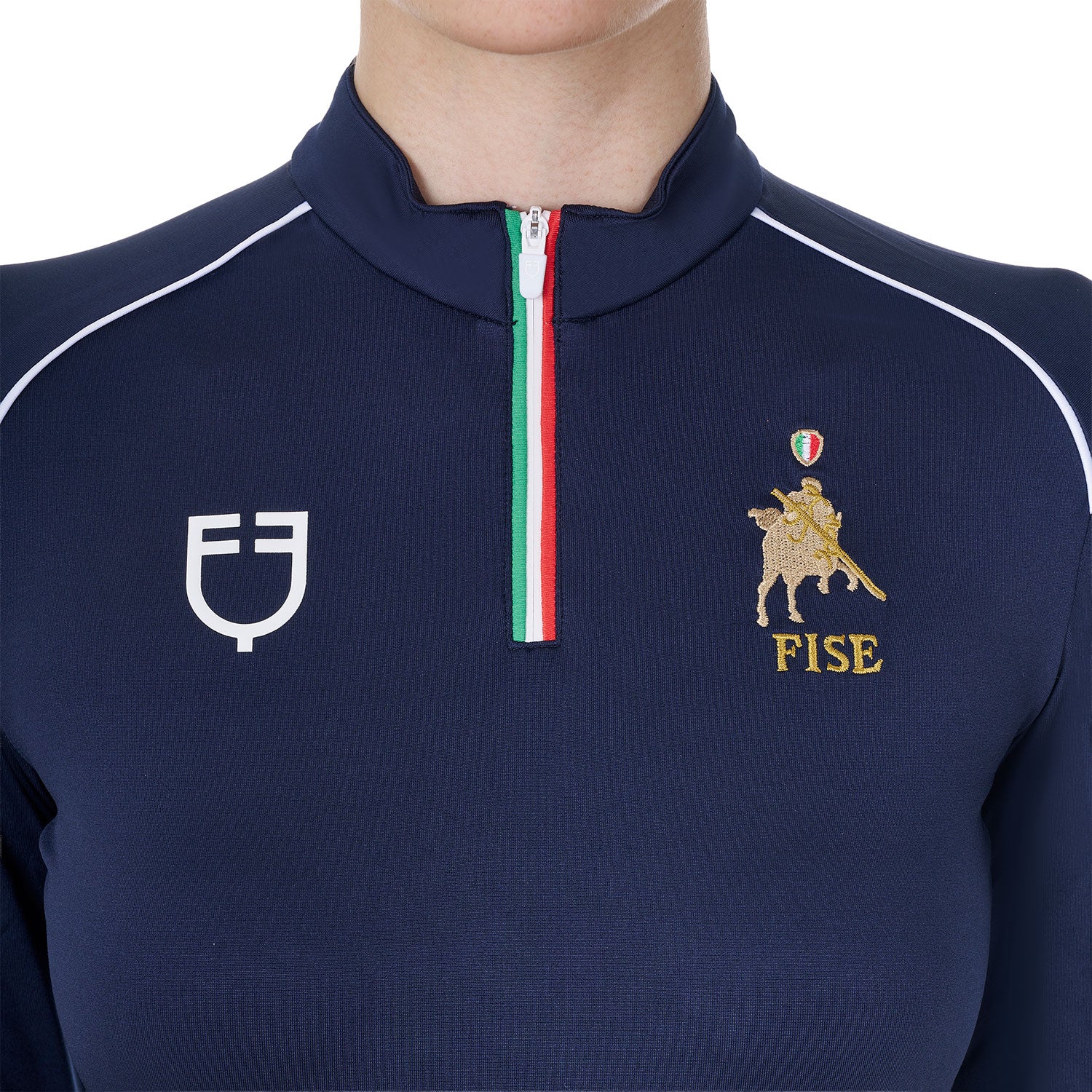 women's long-sleeved training technical polo shirt Navy (19-3923) / XXL