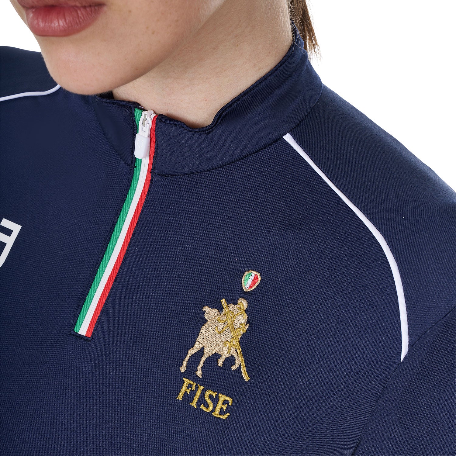 women's long-sleeved training technical polo shirt Navy (19-3923) / XXL