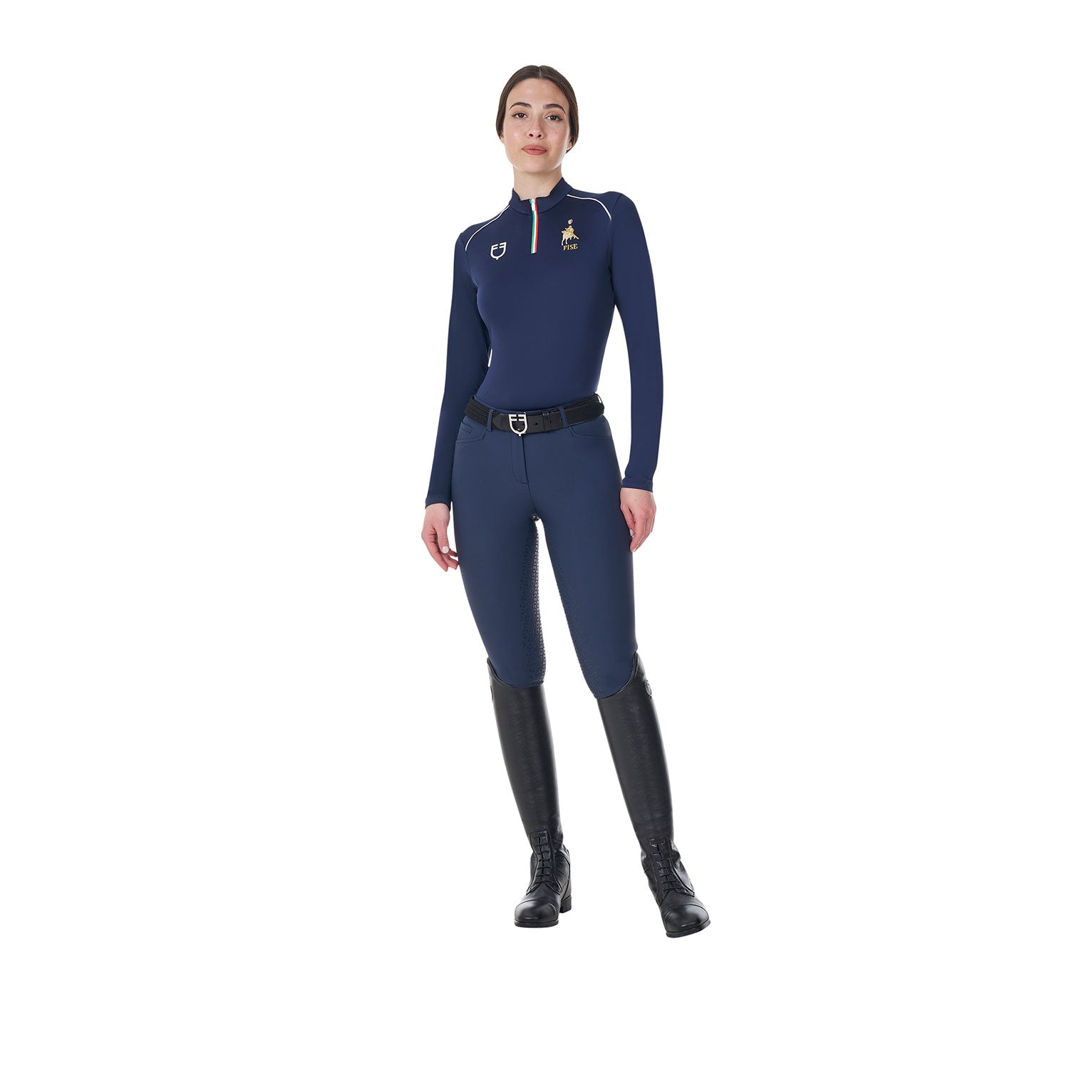 women's long-sleeved training technical polo shirt Navy (19-3923) / XXL