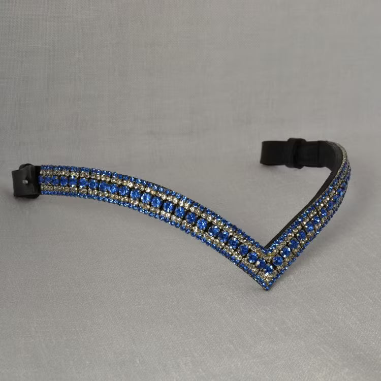 Brett blått strasspannband häst