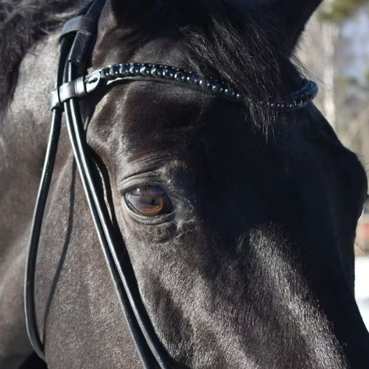 Svart pannband med svart strass