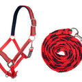 Head collar & lead rope (180cm), snap hook Stars 3069 red/dark blue / Pony