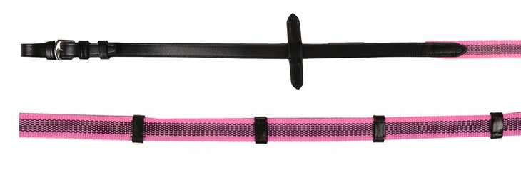 Reins, interwoven with rubber Colour 9139 black/pink / Pony
