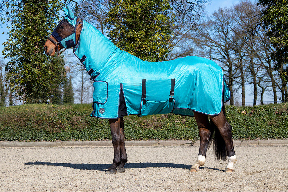 Fly rug with neck part Lissabon Style 5210 aqua / EU115/UK5'3/US63"