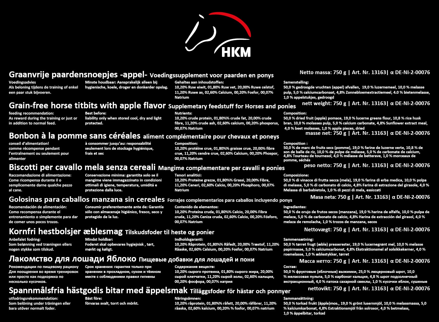 Horse titbits with apple flavour grain free, 750 g 0000 this color is not relevant / piece