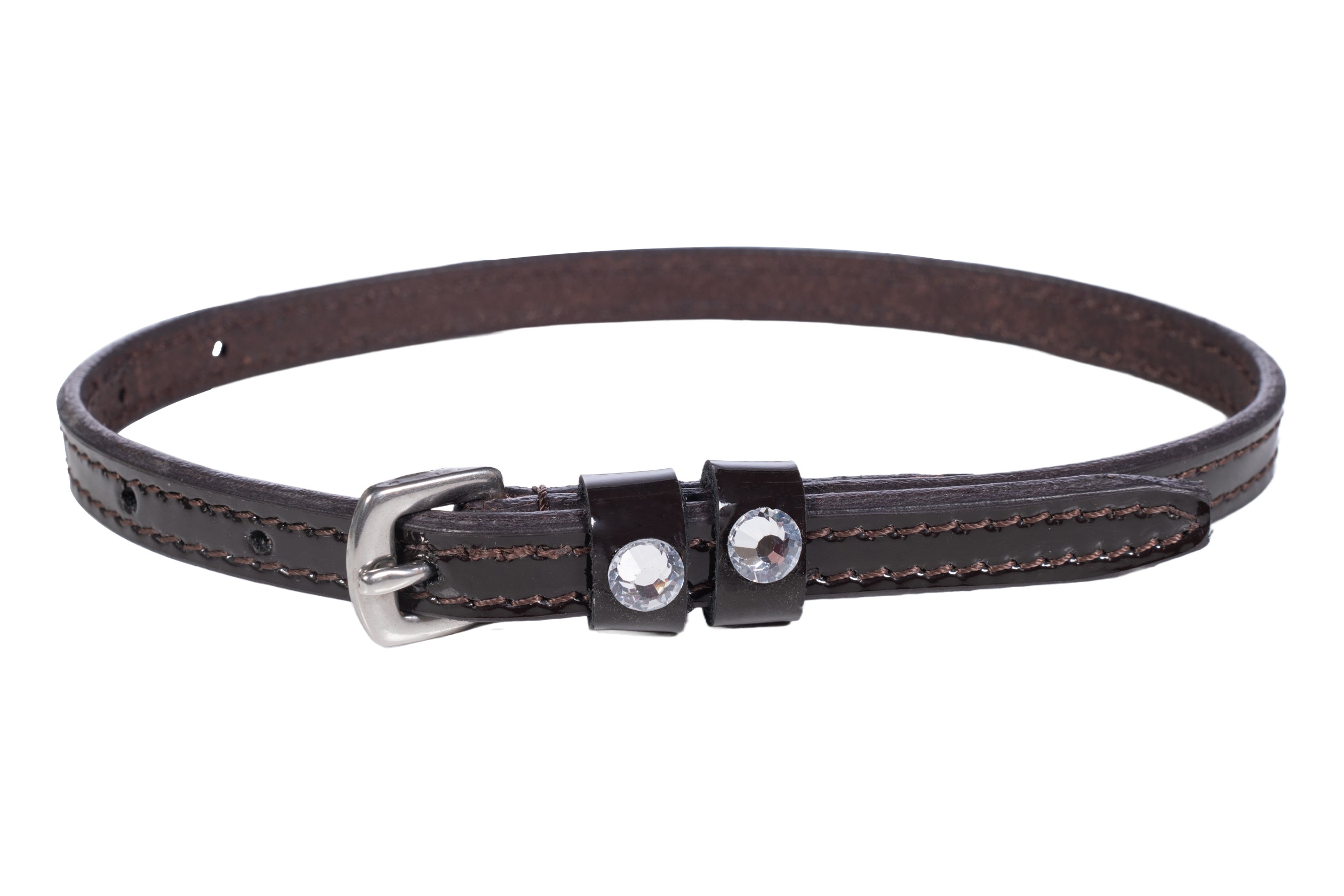 Spur straps Crystal patent leather 2100 dark brown / piece