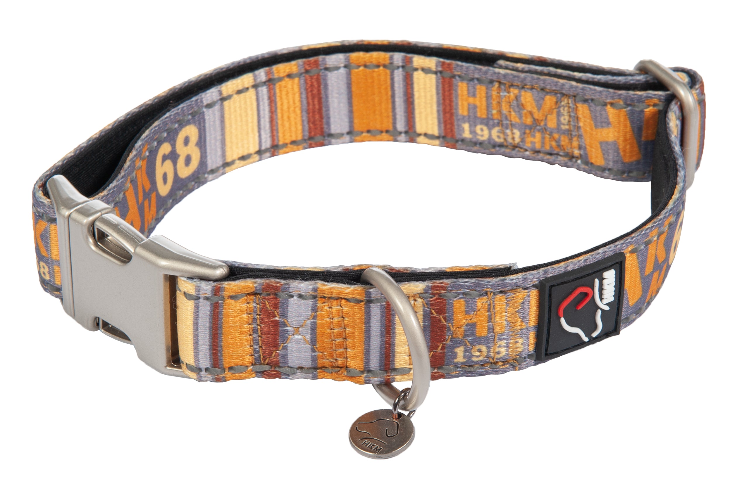 Dog collar Anam Cara printed 2941 taupe/yellow gold / M