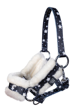 Head collar and lead rope -Hobby Horsing- 8387 navy blue with stars design / pcs.