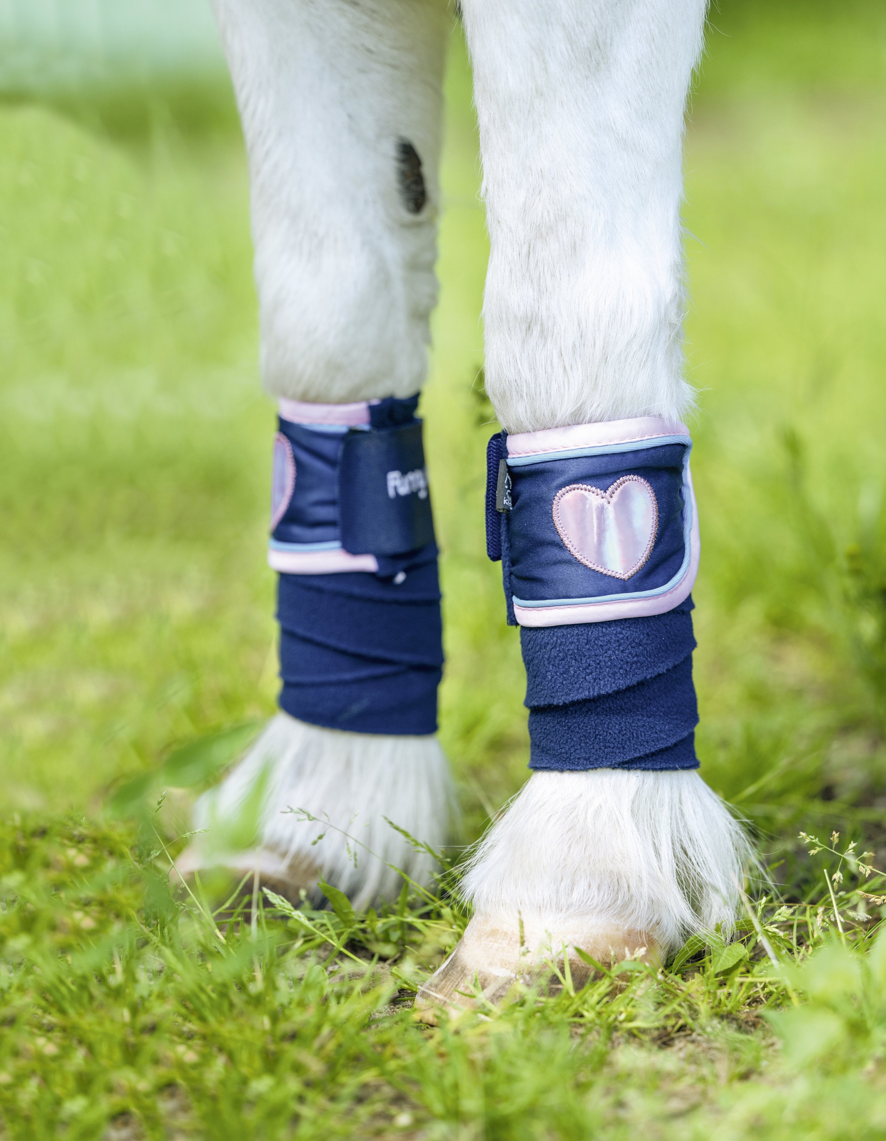 Fleece bandages  Funny Horses Hearts 6900 deep blue / 100cm