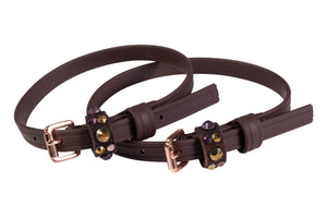 Spur straps -Rosegold Glamour- Style 2100 dark brown / piece