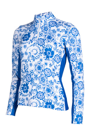 Functional shirt Blue Flower 1265 white/blue / L