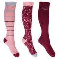 Riding socks Miami set of 3 3831 rose/wine red / 35-38