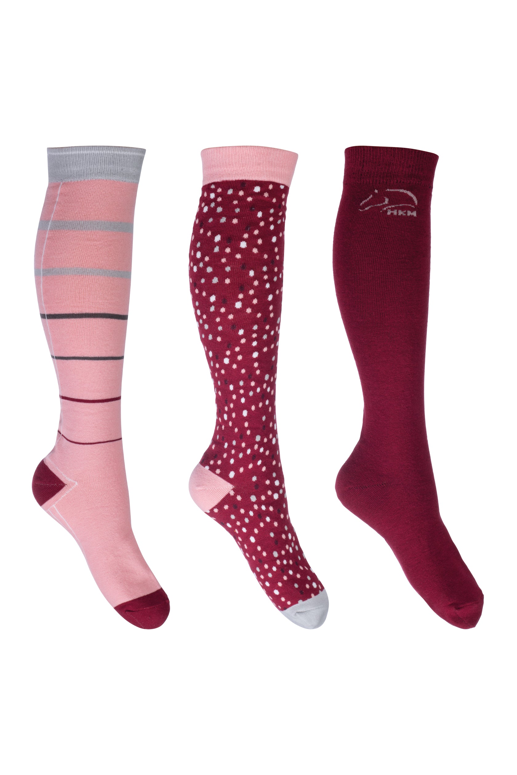 Riding socks Miami set of 3 3831 rose/wine red / 35-38