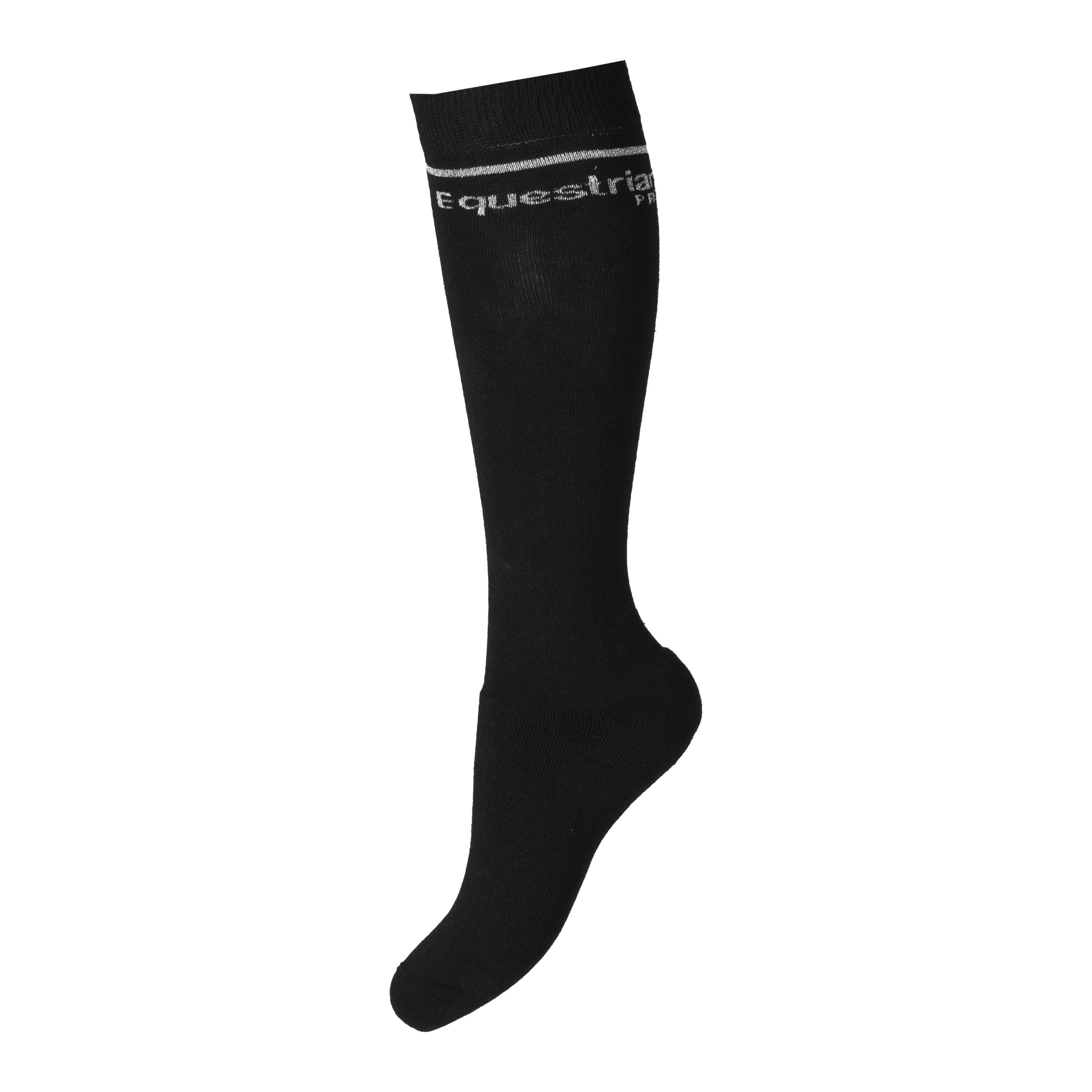 EQUESTRIAN PRO SOCKS, PU= 3 COLOUR/SIZE BLACK/SILVER / S