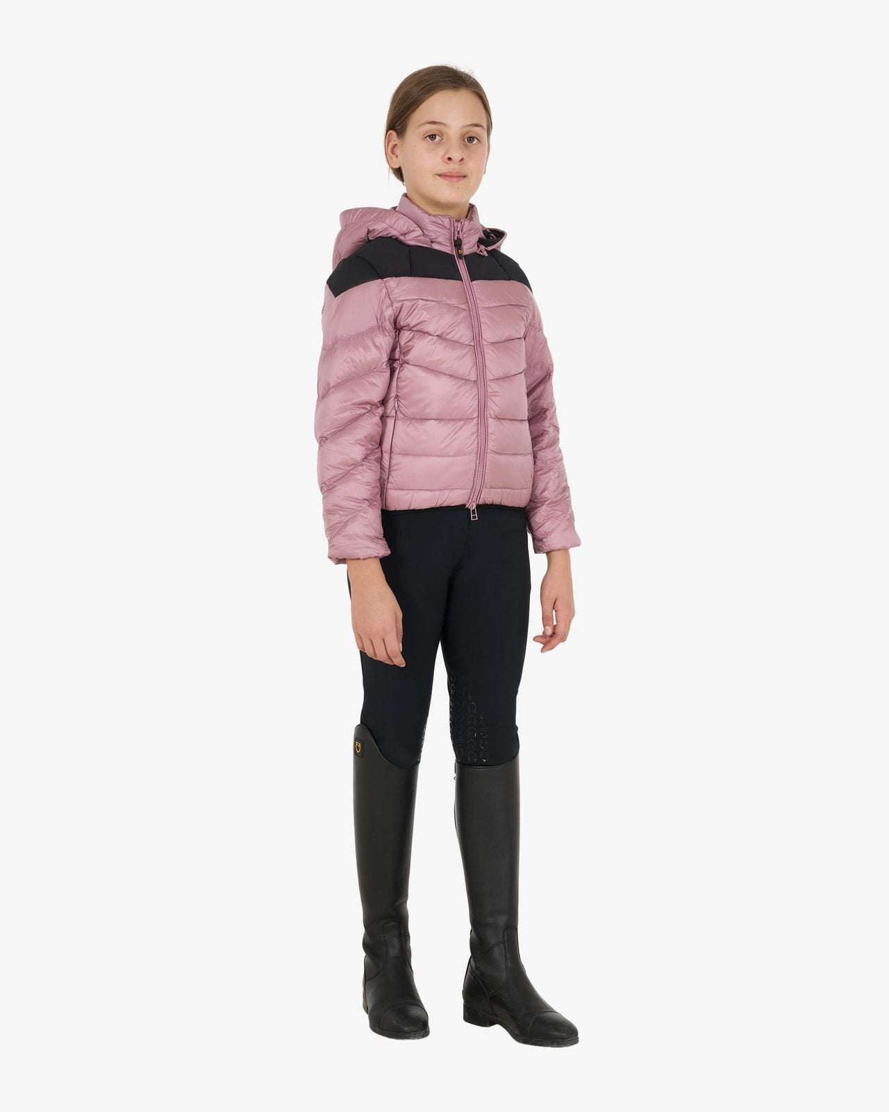 Girls' down jacket with removable hood