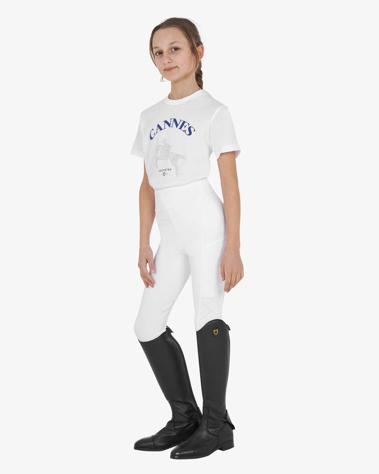 Girls' Cannes cotton T-shirt with rhinestones