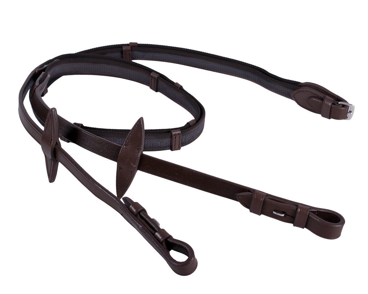 Anti-slip reins with leather stops