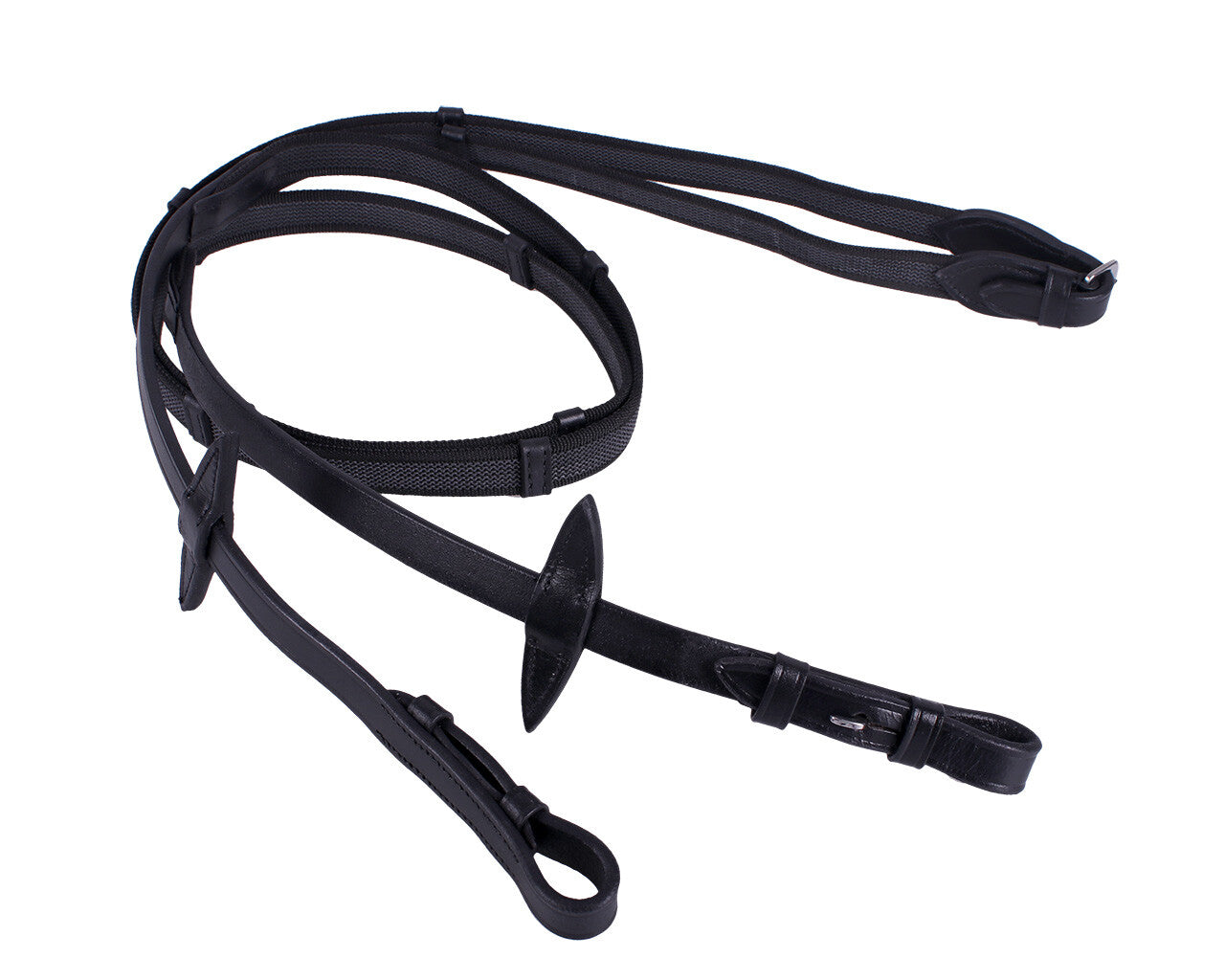 Anti-slip rein with leather stops