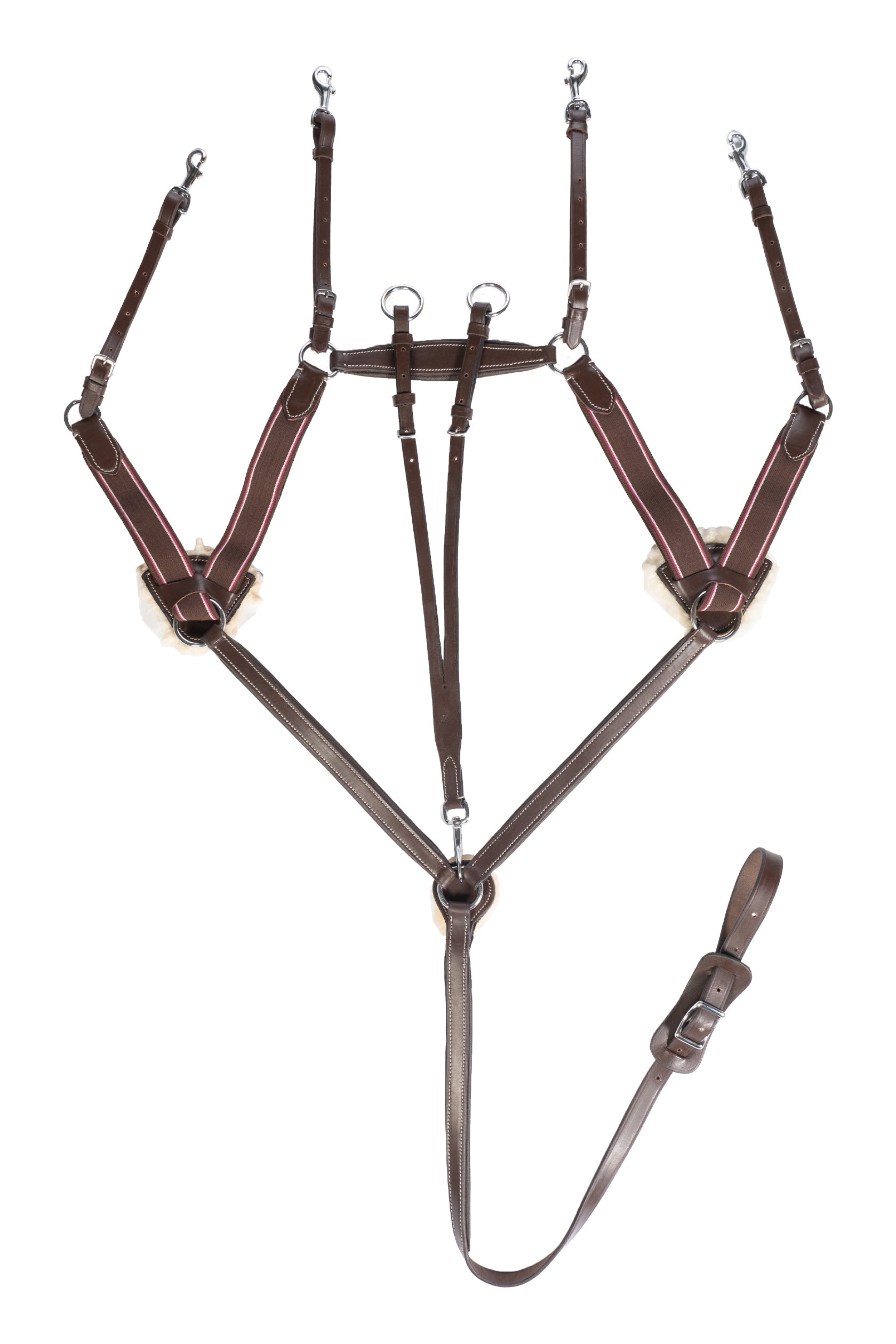 Breastplate/martingale with lambswool 2400 brown / Pony