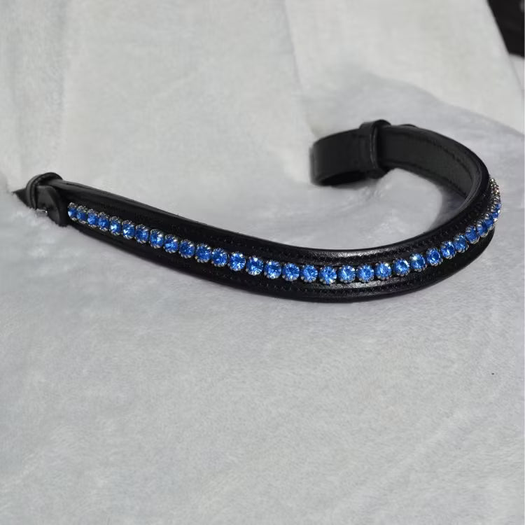 Svart pannband blå strass infälld
