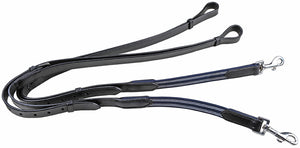 Leather side reins with elasticated insert 9100 black / Pony