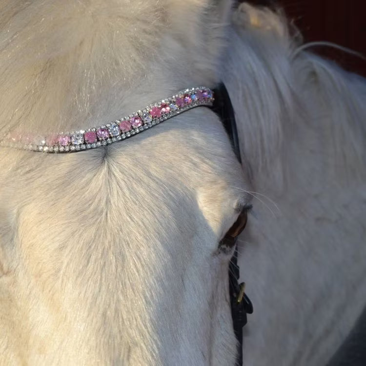 Fint ljusrosa strasspannband häst och ponny