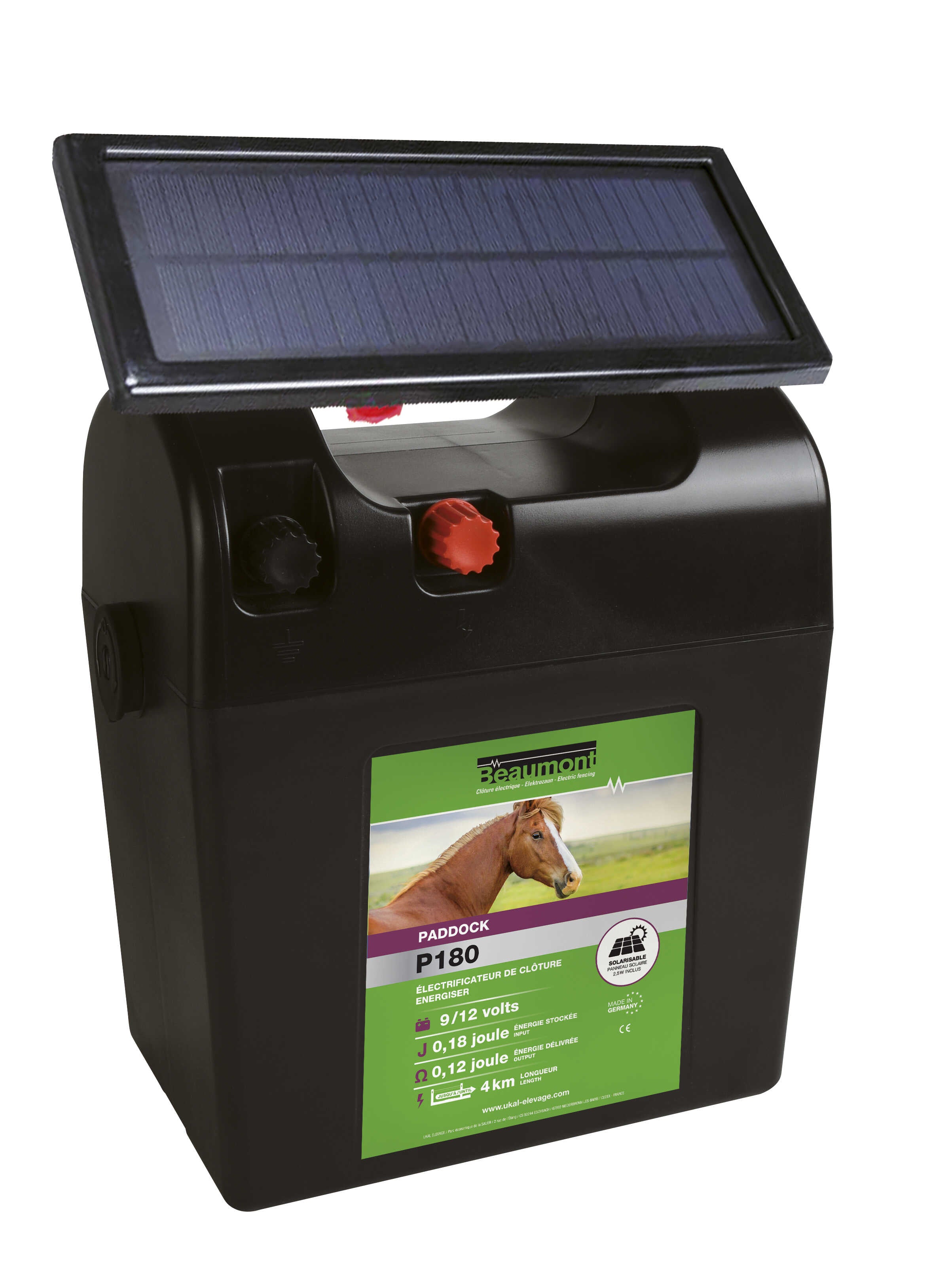 BEAUMONT - Paddock 180 - Battery Energiser + 2,5 W Solar Panel